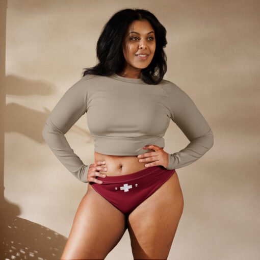 Buy Safety Red high waisted bikini bottom Online at Best Prices - Image 2