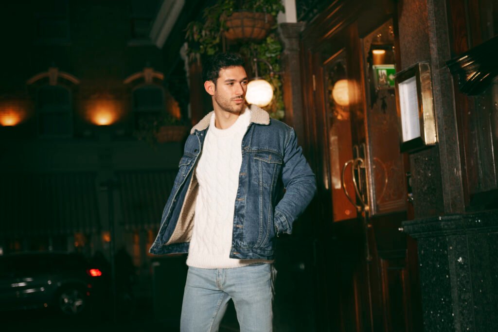 Man in denim winter fit